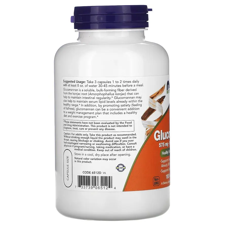 Натуральная добавка NOW Glucomannan 575 mg, 180 капсул - фото 3