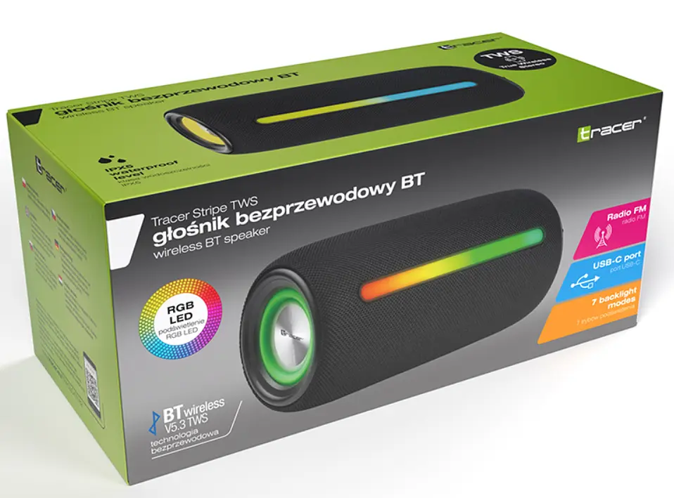 Bluetooth колонка Tracer Stripe TWS Black 10W (TRAGLO47182) - фото 5