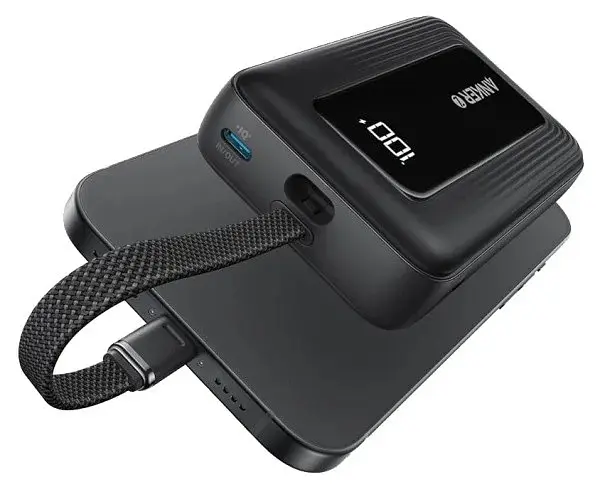 Аккумулятор портативный Anker Zolo Power Bank (20000 mAh 30W встроенный кабель Built-In USB-C Cable) (A1689) - фото 2