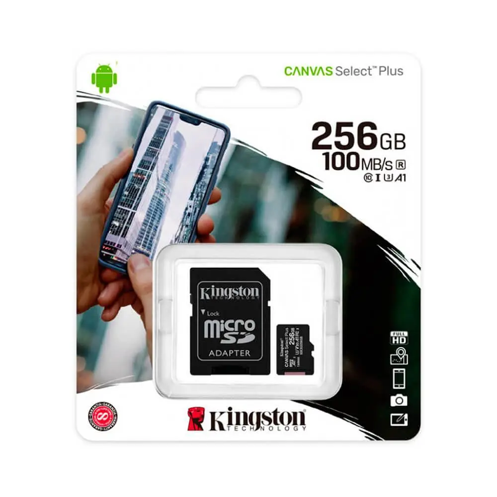 Карта памяти Kingston microSDXC 256GB Canvas Select Plus A1 C10 + SD адаптер [SDCS2/256GB] [52631] - фото 3