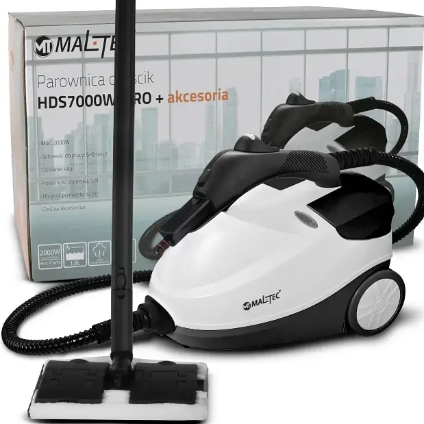 Пароочисник MalTec HDS7000W-PRO, 2000 Вт, 4 бар, 1,6 л, регулювання пари, набір насадок, без хімії - фото 4