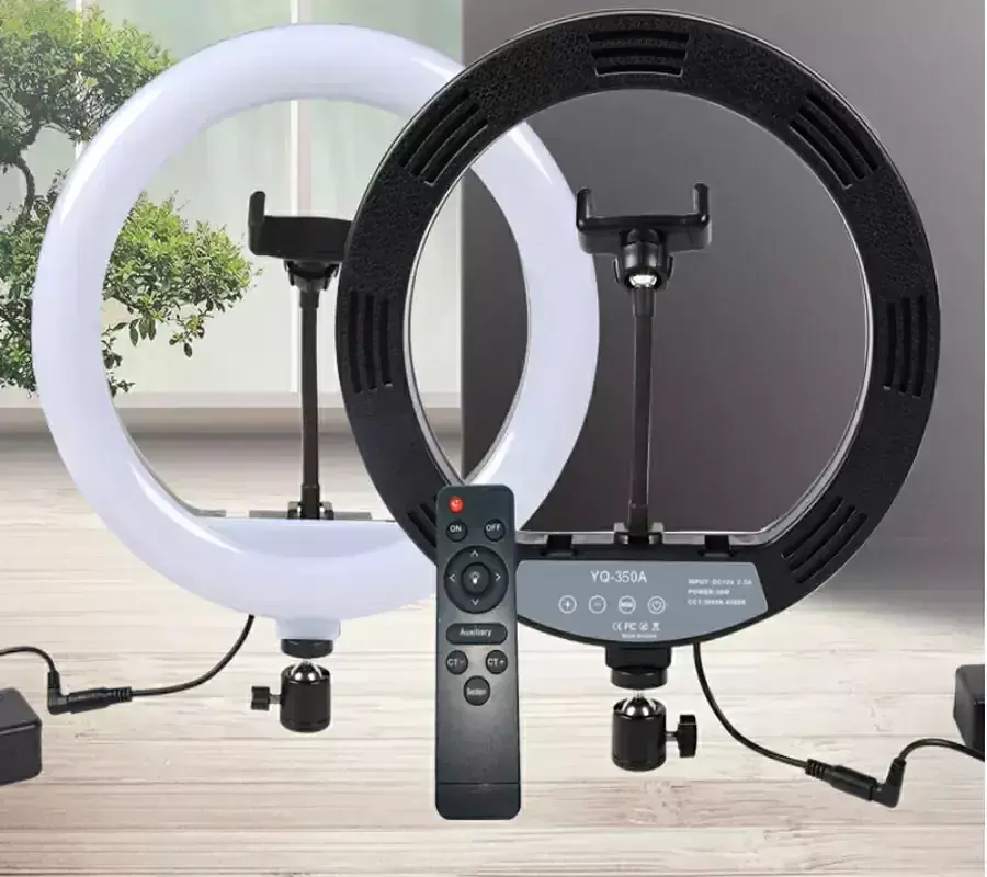 Кільцева LED лампа YQ-320B (30см) з утримувачем телефону для бьюті селфі зйомки Ring Light - фото 6