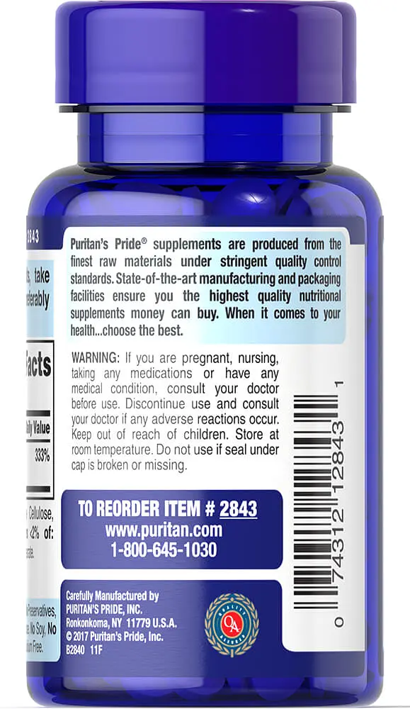 Фолієва кислота Puritan's Pride Folate 1333 mcg DFE (Folic Acid 800 mcg) 250 таблеток - фото 3