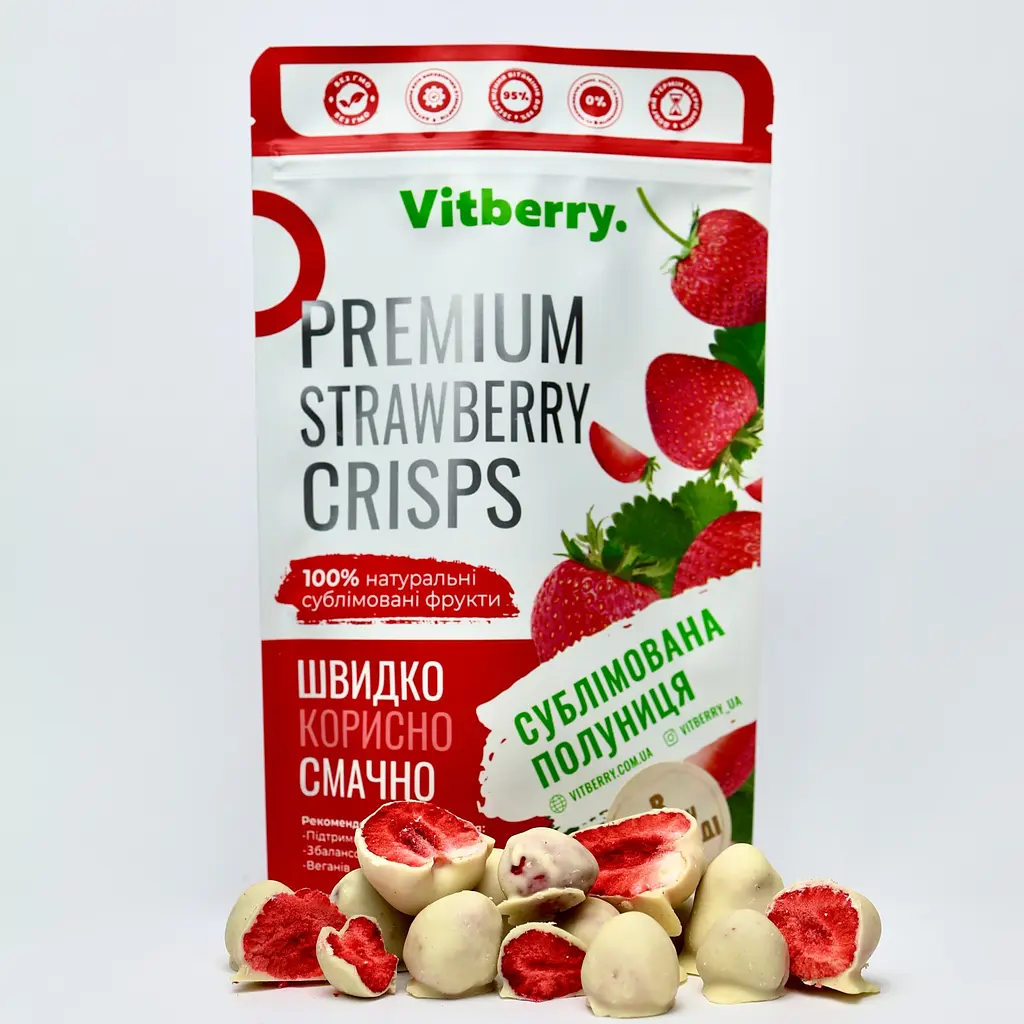 Сублимированная клубника в белом шоколаде, 50г - фото 2