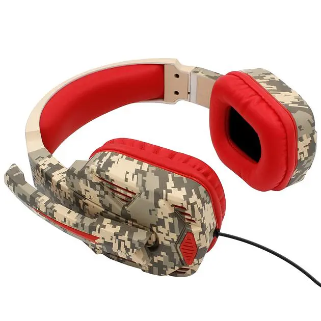 Проводные игровые наушники iPega Gaming PG-R005, 3.5mm, Noice Reduction, 1.2m, Comouflage-Red - фото 6