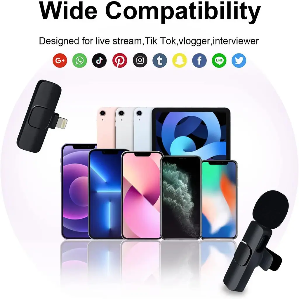 Бездротовий петличний мікрофон для iPhone та Android, Plug&Play, шумозаглушення - фото 2