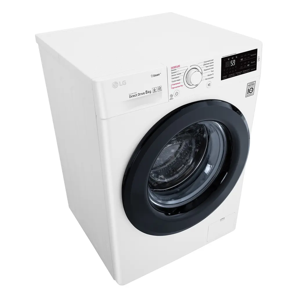 Пральна машина LG з фронтальним завантаженням F4M5TS6W, 8кг, 1400, A+++-30%, Пар, глибина 56см, Дисплей, Інвертор, Білий (F4M5TS6W) - фото 7