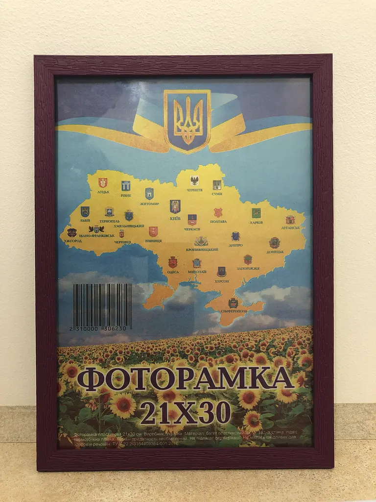 Фоторамка 21Х30, (А4), фіолетова, 1611А-032, ОРГСКЛО+ДВП                                                    