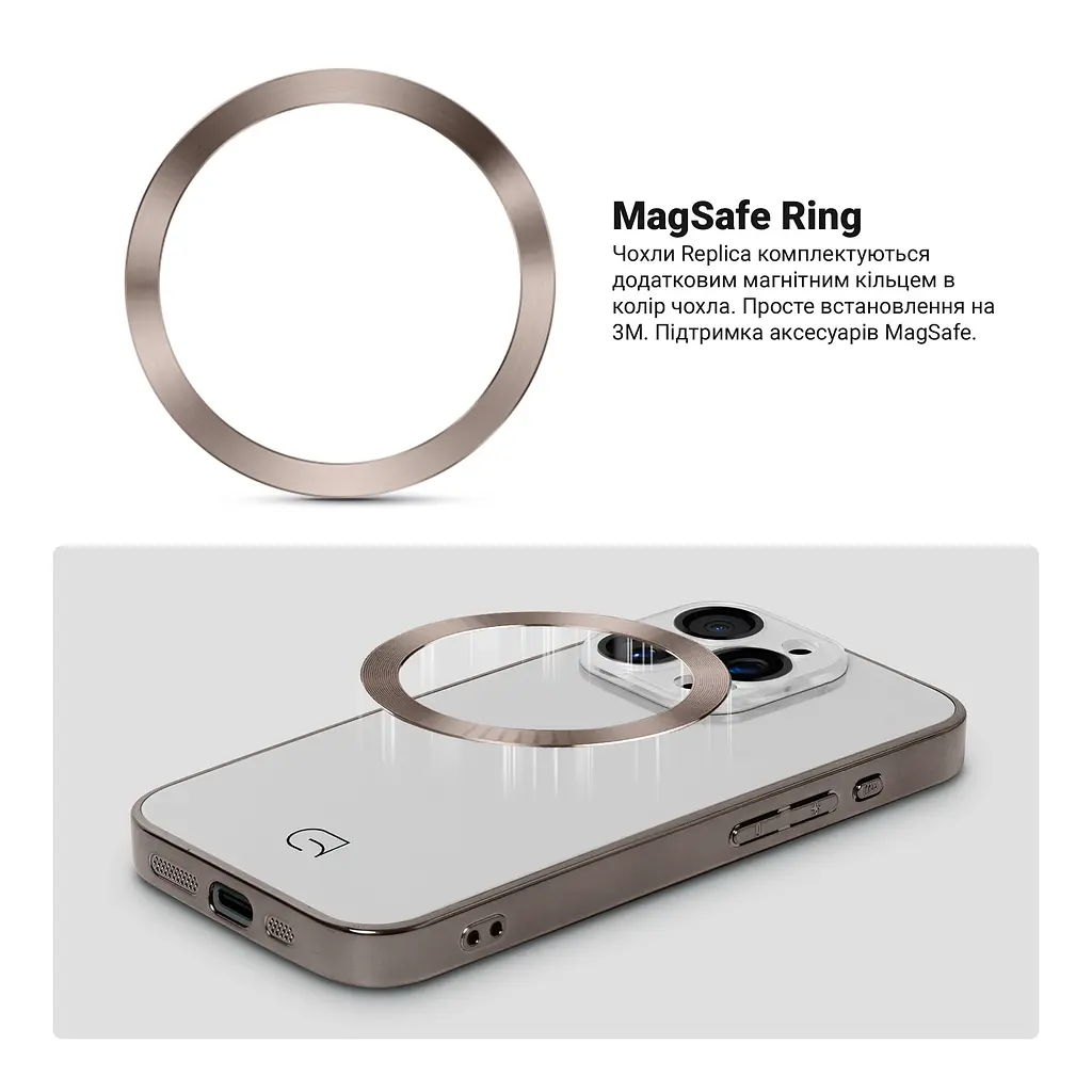 Чехол панель-накладка для Apple iPhone 14 Pro, Replica MagSafe, белый, противоударный защитный чехол с магнитным кольцом MagSafe, защита всего корпуса, TPU+PC, зеркальный, выступающий бортик вокруг экрана, ArmorStandart (ARM76218) - фото 4
