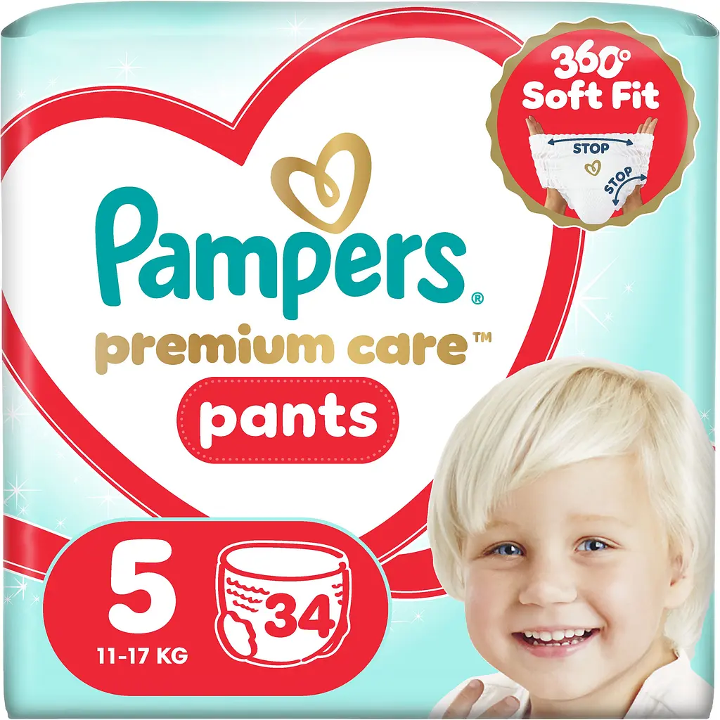 Підгузки-трусики Pampers Premium Care Pants Розмір 5 (11-17 кг) 34 шт.