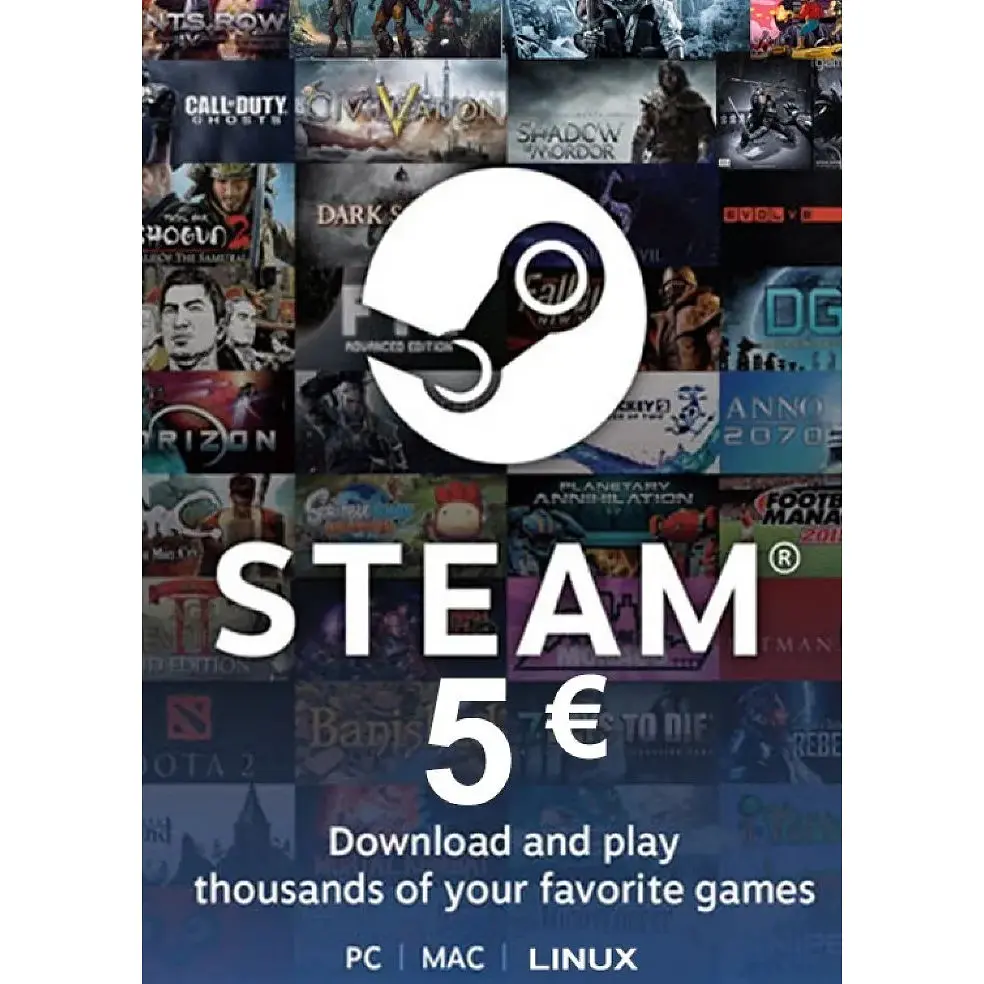 Код активации Steam Gift Card (Стим) на 5 euro EU-регион - фото 1