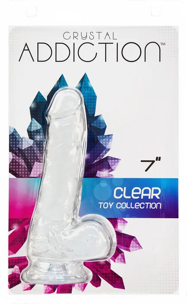 Прозорий фалоімітатор Addiction - Clear Dildo with Balls 7″, віброкуля в подарунок - фото 4