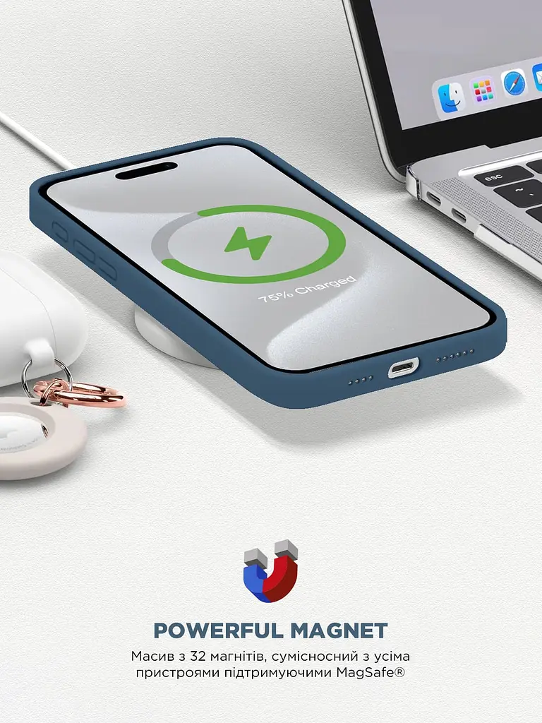 Силиконовый чехол с MagSafe для Apple iPhone 15 Pro Max, ICON2 MagCase, синий, противоударный, панель с мягкой подкладкой, защита всего корпуса, поддержка беспроводной зарядки, совместим с защитными стеклами и пленками, ArmorStandart (ARM72754) - фото 9