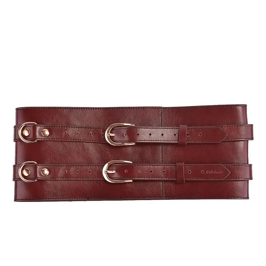 Шкіряний пояс для бондажу Liebe Seele Wine Red Waist Cuff, розмір L - фото 5