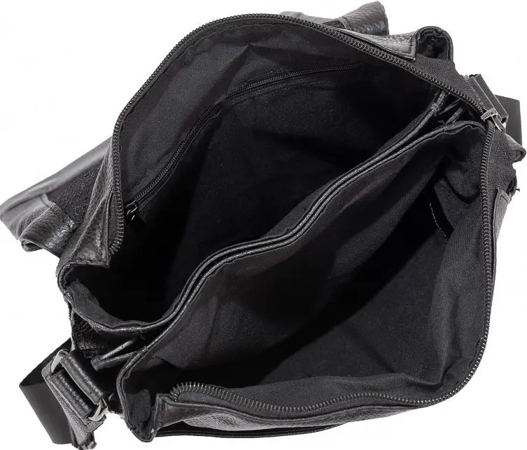 Шкіряний чоловічий месенджер чорний TIDING BAG sum0028692 - фото 5