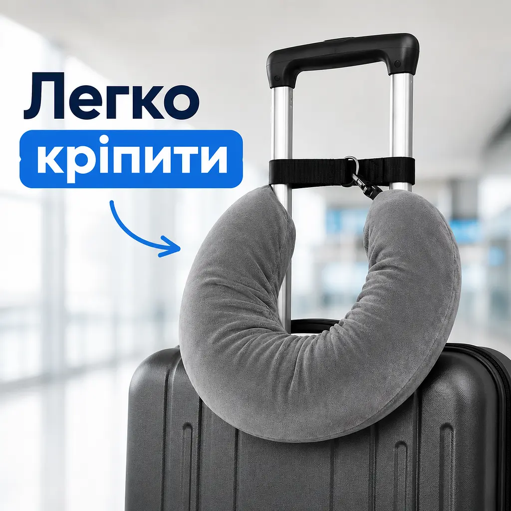 Подушка сумка для подорожей 2-в-1 з відділенням для речей | М'який підголівник для літака, авто, поїзда - фото 4