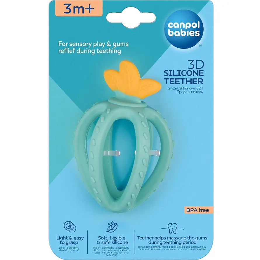 Іграшка-прорізувач Canpol babies 3D Полуничка, бірюзова (80/400_tur) - фото 2