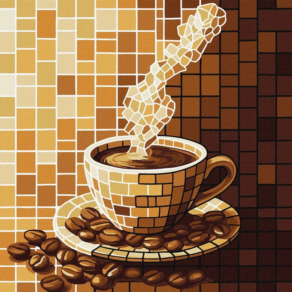 Картина за номерами "Вітраж. Кава" art_selena_ua KHO5166, 30х30 см