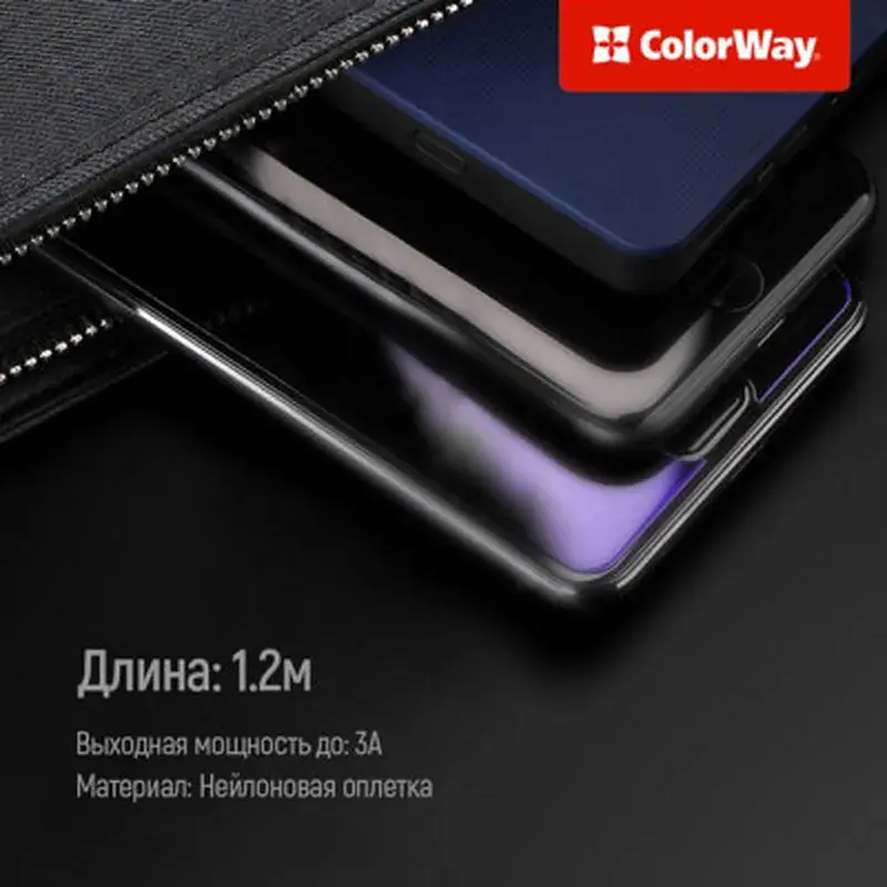 Дата кабель USB 2.0 AM to Lightning + Micro 5P + USB-C 4.0A (20W) ColorWay (CW-CBU3003-GR) - фото 8