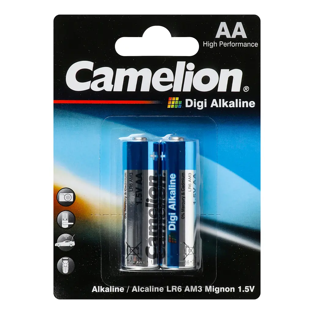 Лужні батарейки пальчикові Camelion 1,5V AA LR6-BP2DG Digi Alkaline 2 шт. (LR6-BP2DG) - фото 2
