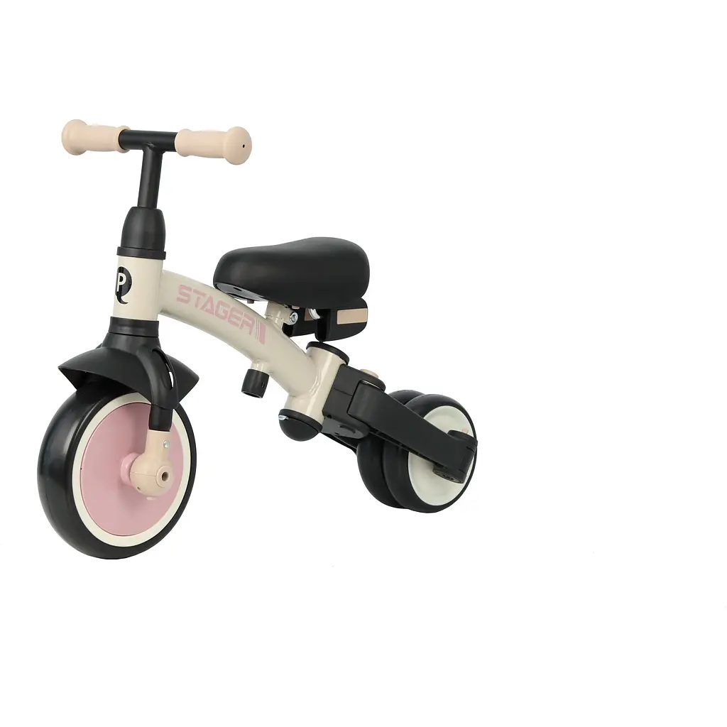 Велосипед беговел с ручкой Qplay Stager 3 в 1 Beige-Pink (T80STAGERBeigePink) - фото 4