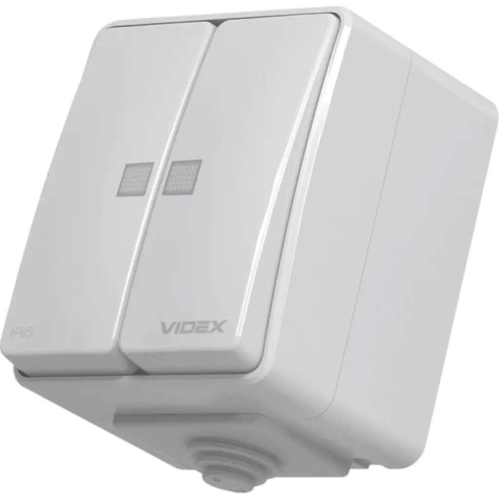Вимикач зовнішній двоклавішний Videx Binera з підсвіткою сірий IP 65 1 шт. - фото 2
