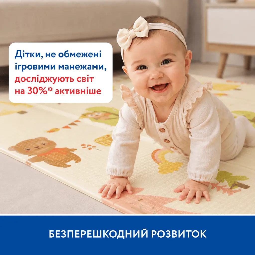 Великий двосторонній ігровий термокилимок Piccolino Лісові звірята 180х200х1 см (26000004) - фото 4