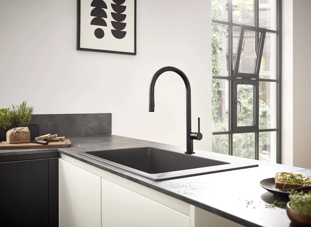 Смеситель для кухни Hansgrohe Talis 210 1jet с вытяжным изливом черный матовый 72802670 Черный матовый - фото 3