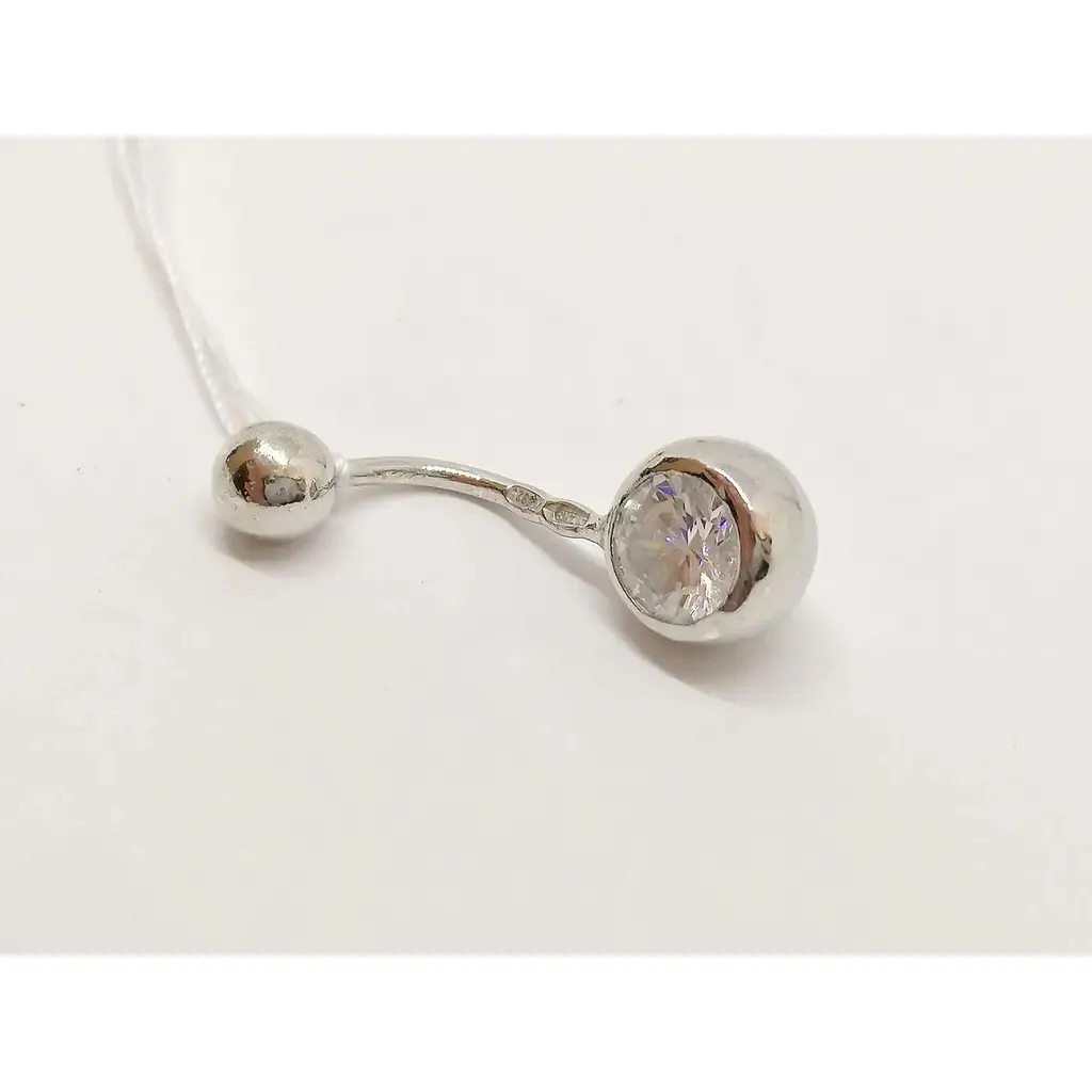Серебряная серьга для пирсинга пупка Ирий с фианитом. 6011 - фото 2