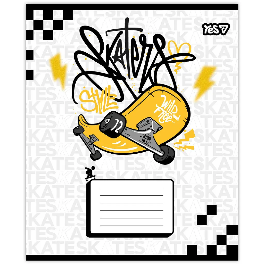 Зошит шкільний Yes Born to skate А5 12 аркушів клітинка 25 шт. (768714) - фото 6