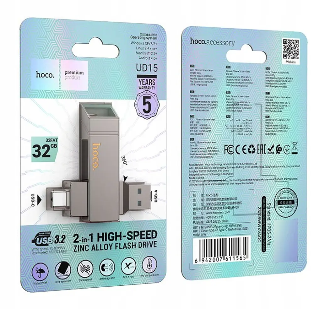 Флеш-накопичувач Hoco UD15 Clever USB3.2 Type-C flash drive(32GB) - фото 2
