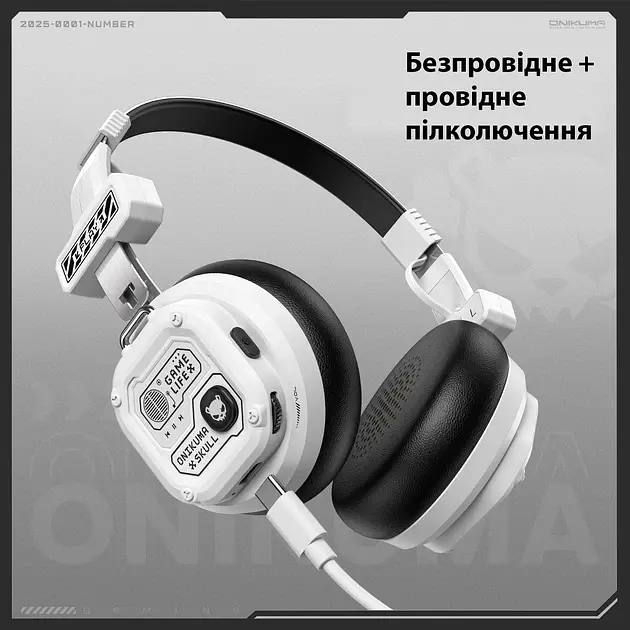 Беспроводные игровые наушники Onikuma GT803 Bluetooth гарнитура с микрофоном и шумоподавлением White (19121) - фото 6