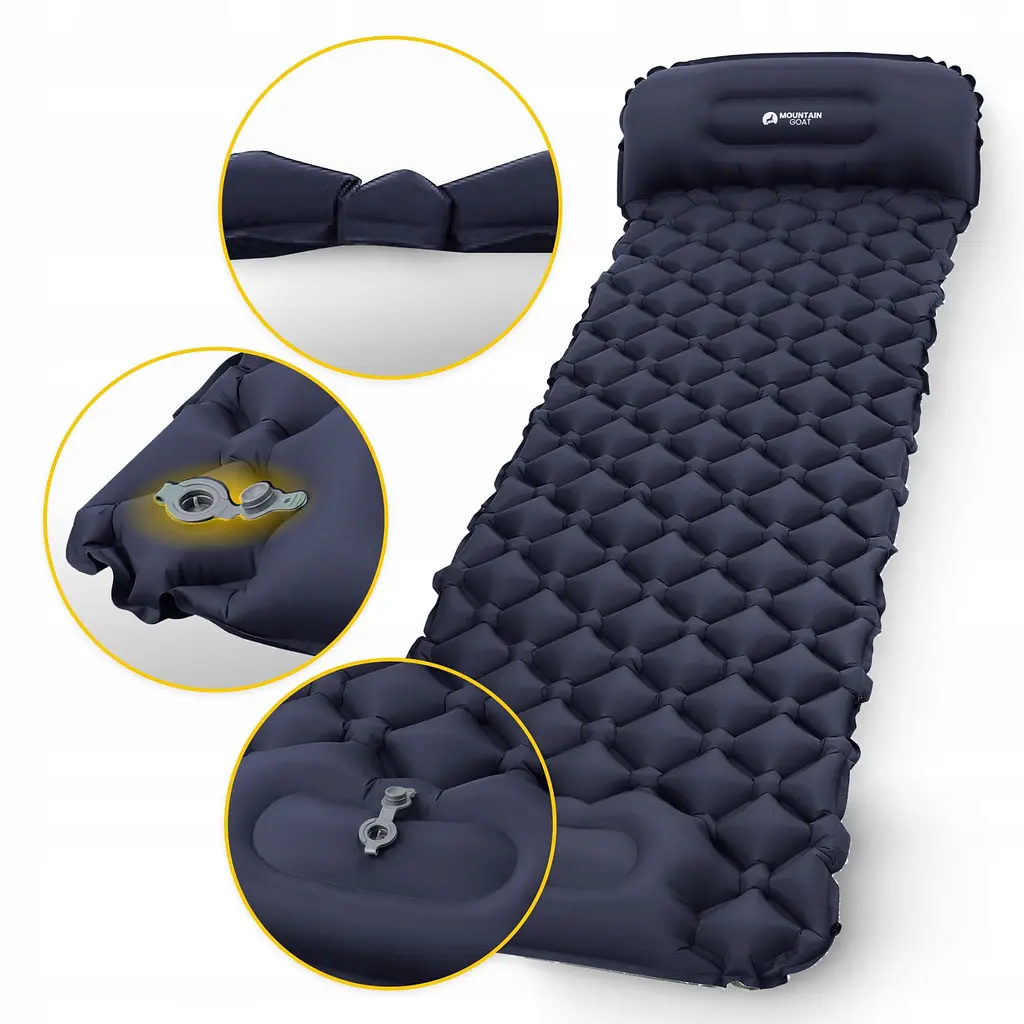 Надувний килимок (каремат) Mountain Goat 190 x 58 x 5 см з вбудованим насосом MG0009 Navy Blue (P-5905973400916) - фото 5