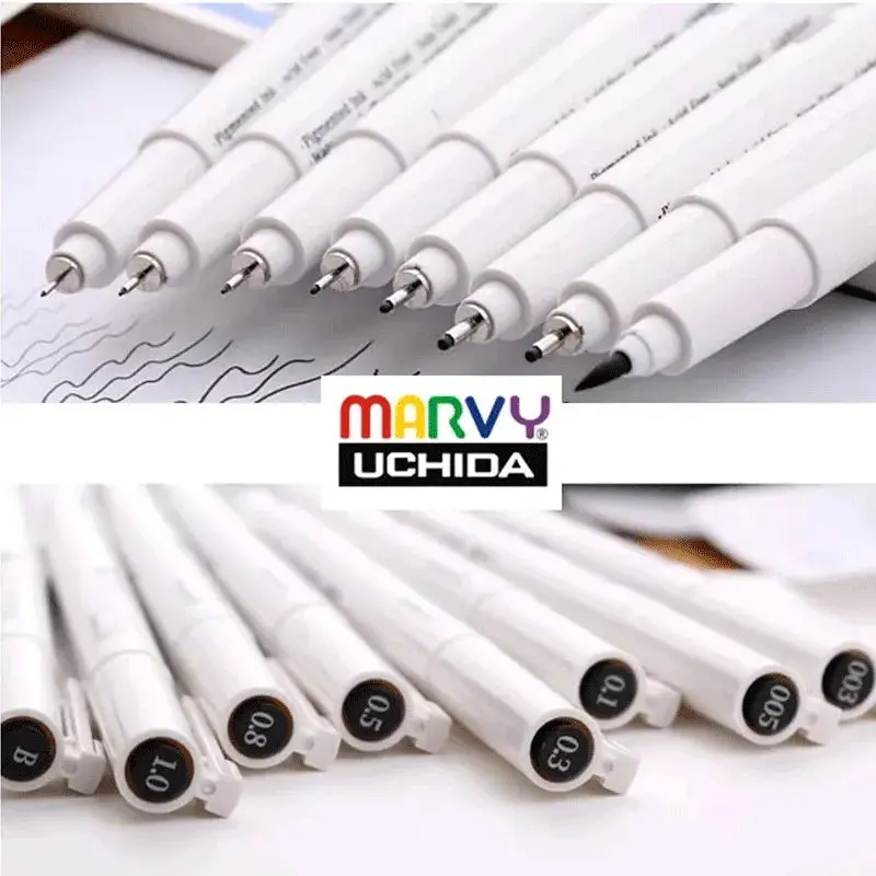 Набір Marvy Drawing Pen чорний 8 шт. - фото 5