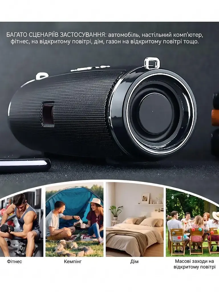 Портативна Bluetooth-колонка Charge Mini 4 Black, бездротова акустика (49675835) - фото 5