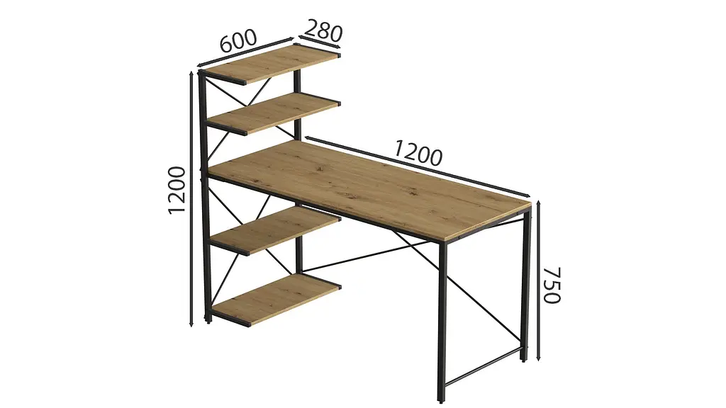 Компьютерный стол Ferrum-decor Джек 75x120x60 Черный ДСП Артизан (FRD-104384) - фото 3