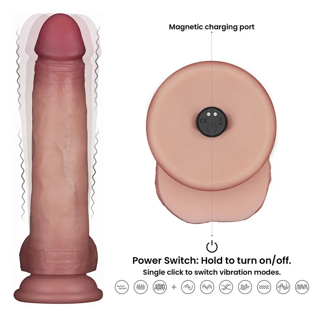 Реалістичний вібратор Vibrating Sliding Skin Pro II тілесний - фото 10