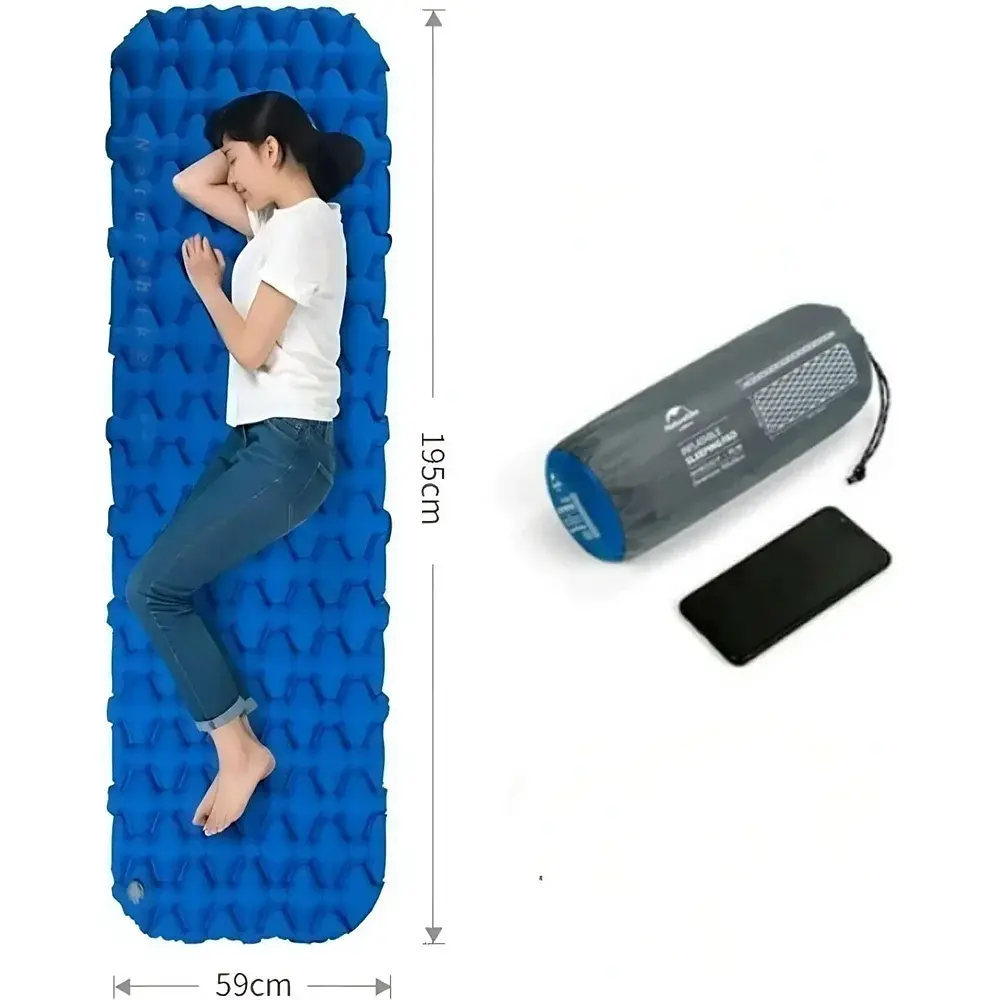 Килимок надувний Naturehike FC-10 NH19Z032-P 195х59х6.5cm Blue - фото 3