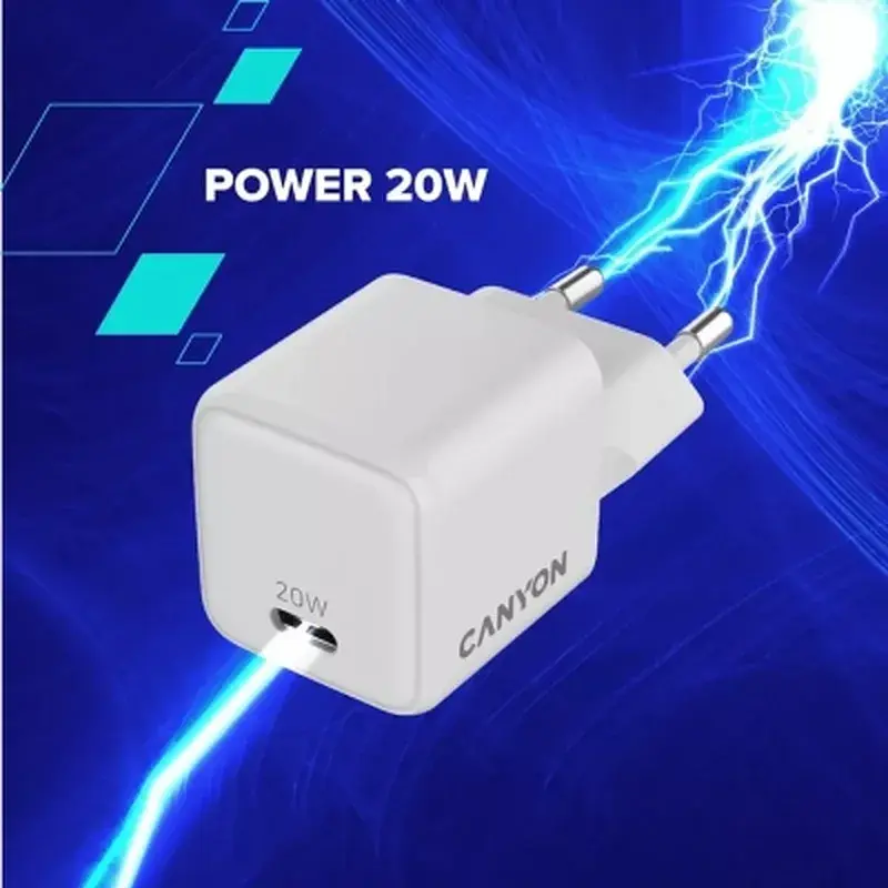 Зарядний пристрій Canyon CU20C GaN 20W 1xPD EU White (CNS-CUW20C) - фото 6