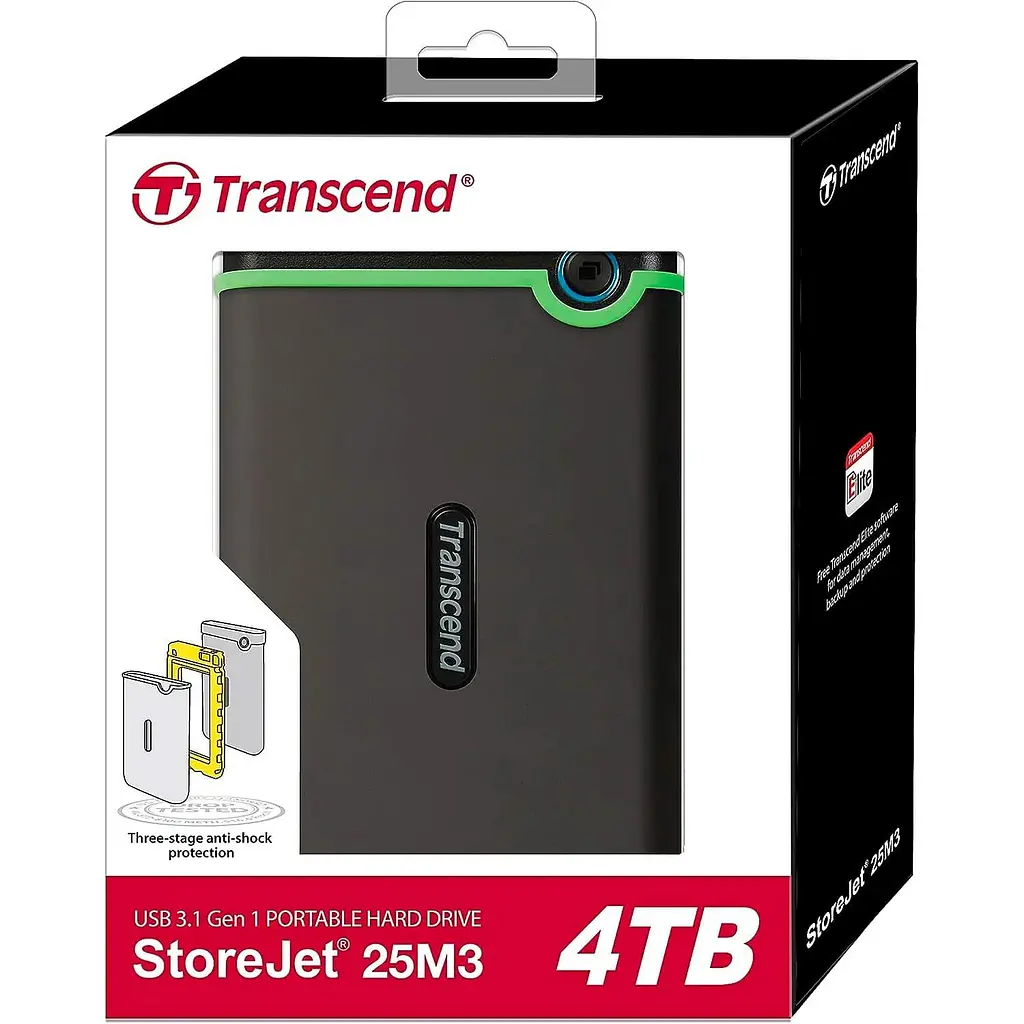 Зовнішній жорсткий диск Transcend 4Tb StoreJet 25M3C, Iron Gray, 2.5', USB 3.1 (TS4TSJ25M3C) - фото 6