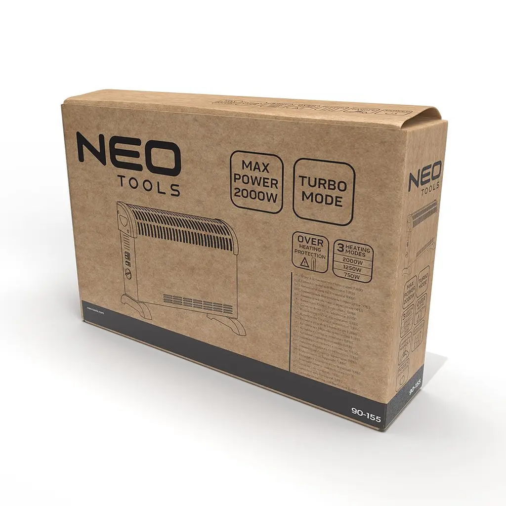 Конвектор Neo Tools 25м2, 2000Вт, мех. упр-ння, з терморегулятором, відкритий нагрів. елемент, білий - фото 7