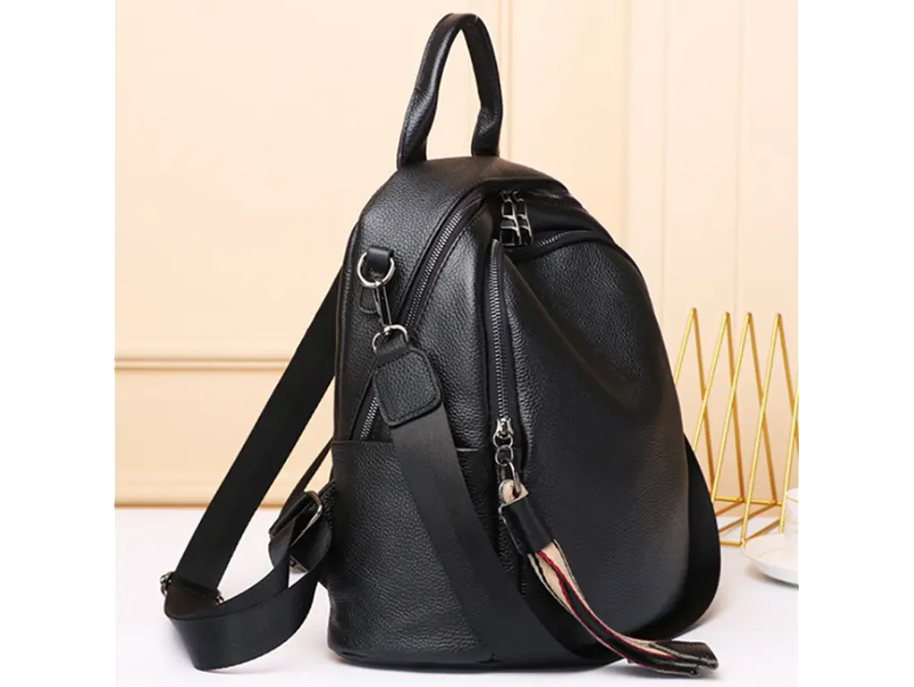 Шкіряний жіночий рюкзак міський чорний Olivia Leather 6711 - фото 3