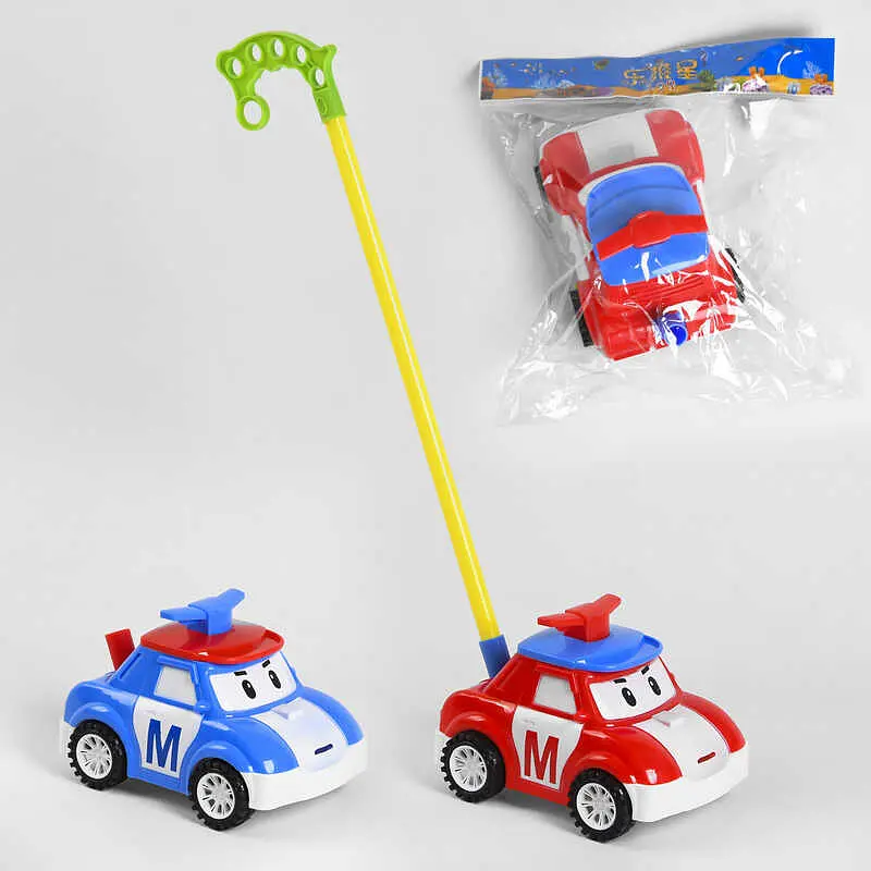 Каталка Машинка Poli на палке с пищалкой, 198-20 - фото 2