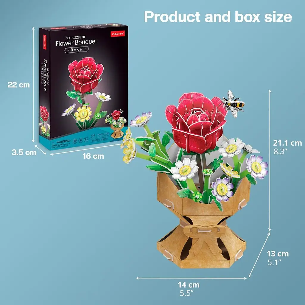 Трехмерная головоломка-конструктор Cubic Fun Flower Bouquet Rose Букет цветов Роза (W3301h) - фото 7