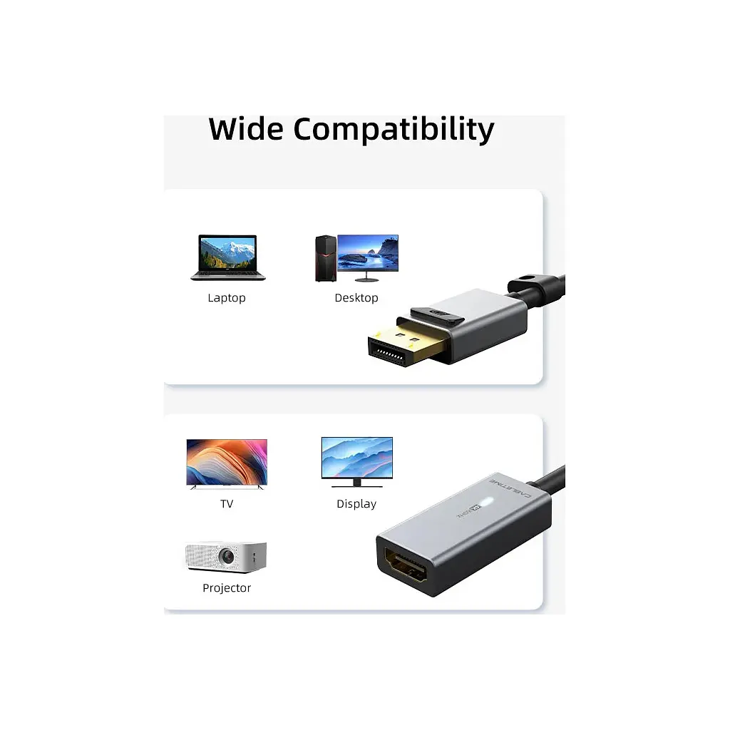 Перехідник Cabletime DisplayPort M to HDMI F 4K60Hz 0.2 m (CA915354) - фото 6