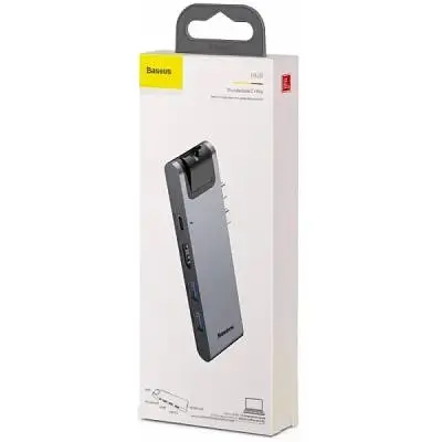 Концентратор Baseus USB-C Thunderbolt 7-in-1 2xUSB 3.0 + 1xUSB-C PD + HDMI 4K60Hz + SD/TF + 1xRJ45 1000Mbps gray (CAHUB-L0G) - фото 4