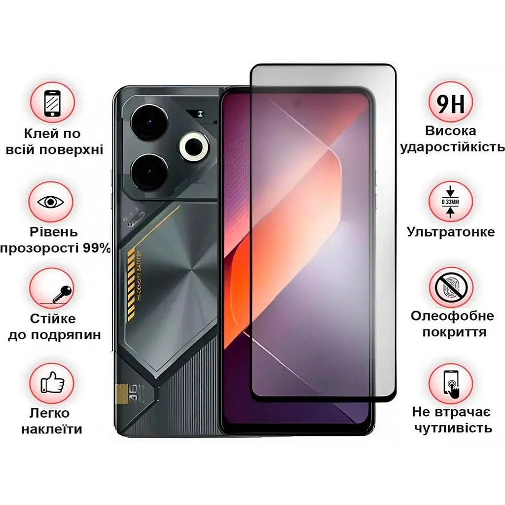 Защитное стекло BeCover для Tecno POVA 6 (LI7) Black (711580) - фото 3
