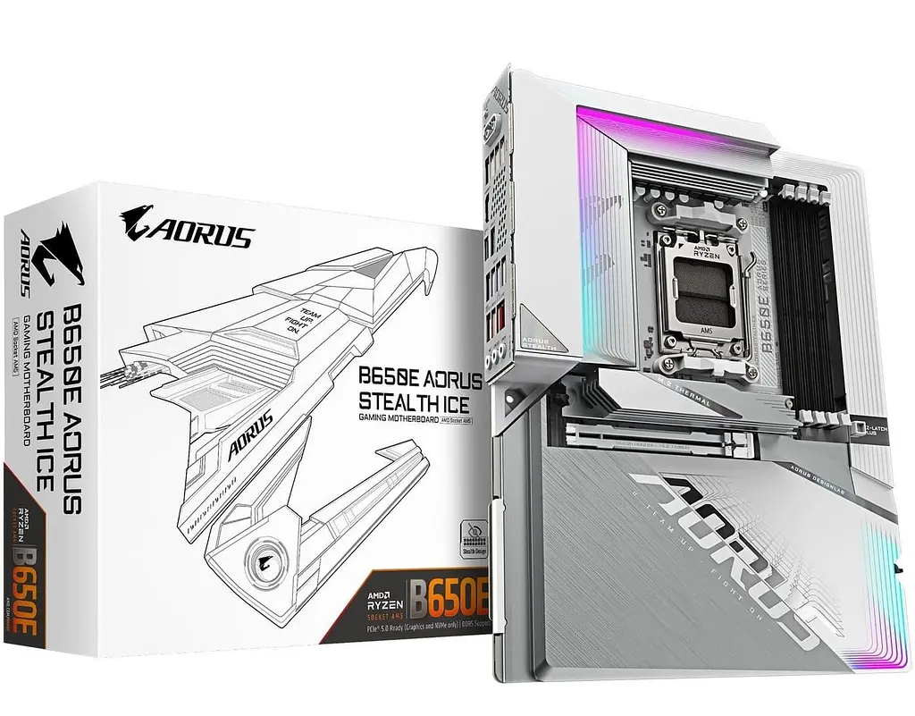 Материнська плата GIGABYTE B650E AORUS STEALTH ICE BTF (B650E AORUS STEALTH ICE) (Socket AM5, AMD B650, ATX) - фото 6