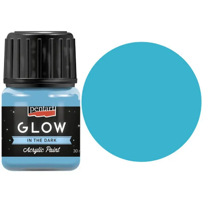 Акрилові фарби Pentart для декору Glow in the dark, блакитна, 30 мл (5997412761443)
