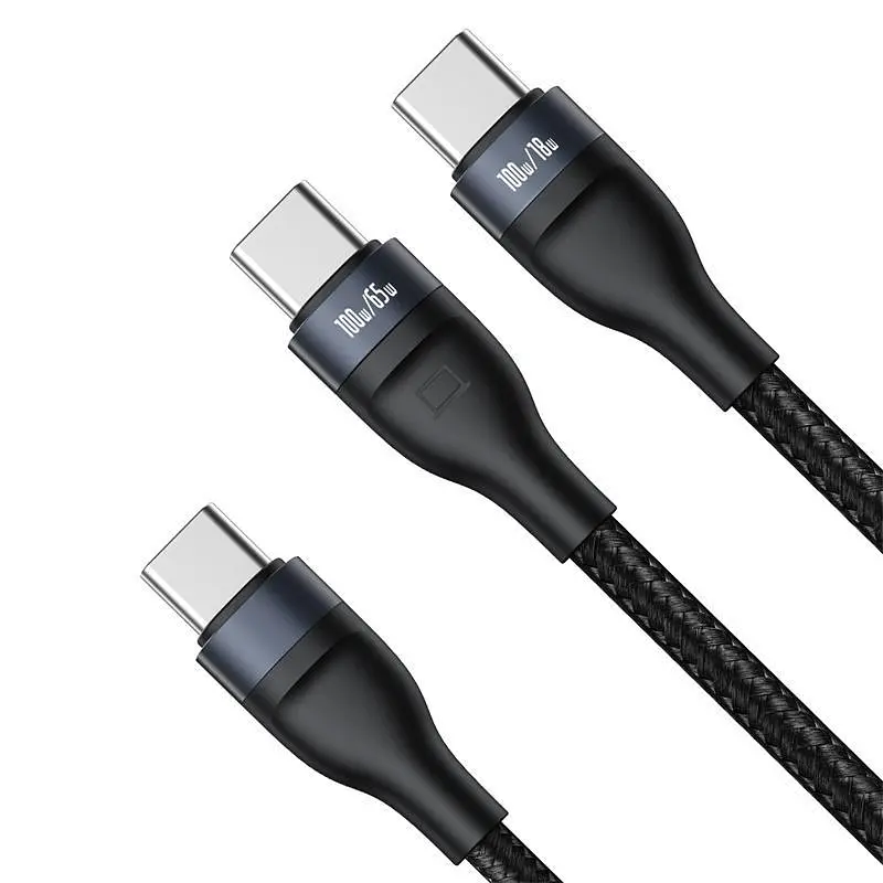 Кабель Baseus Flash 2 in 1 Cable Type-C to Type-C\Type-C 100W 5A 1.5m CA1T2-C01 Black - фото 4